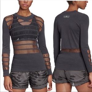 Adidas by Stella McCartney Black Mesh Long Sleeve Top